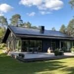 Villa med solpaneler i svenskt klimat